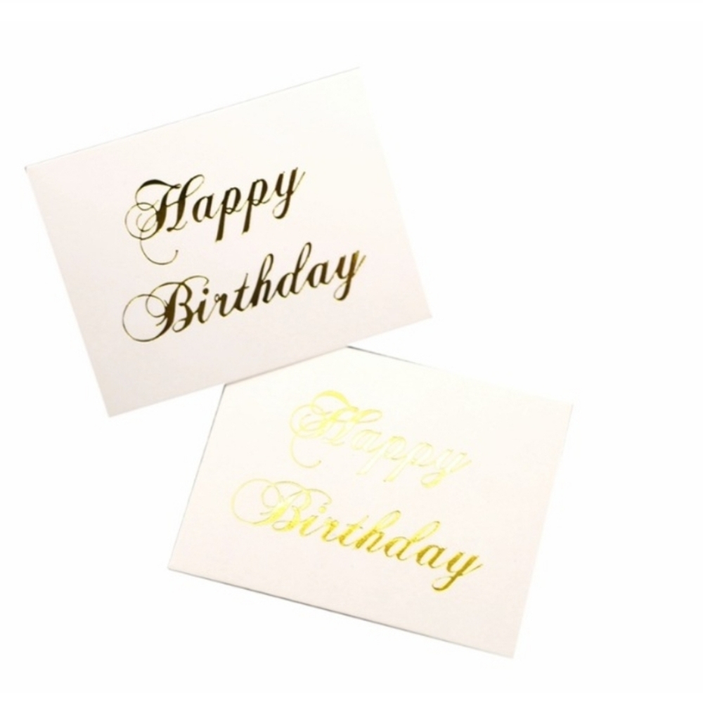 "HAPPY BIRTHDAY" Set of 10 Note Cards * Gift Tags -Blank with Gold Foil Letters